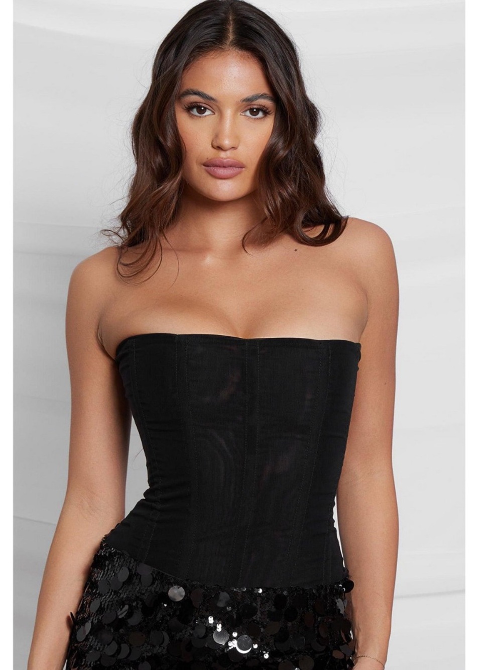 Leau Women's Muse Mesh Corset Top black size XS